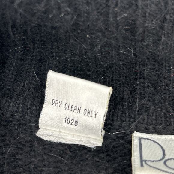 Vintage Rafaella Angora Cardigan Womens Size L Floral Graphic Black Vibrant 80s - Picture 7 of 10